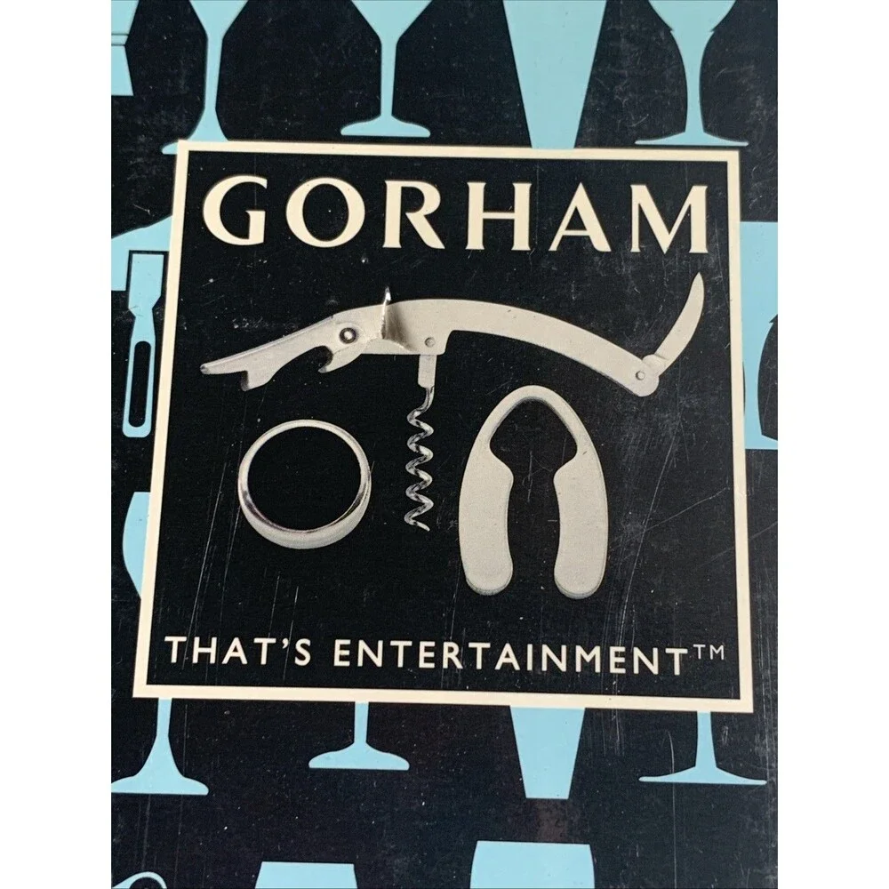 Gorham Classic 3pc rachet corkscrew set genuine leather tube case NIB
